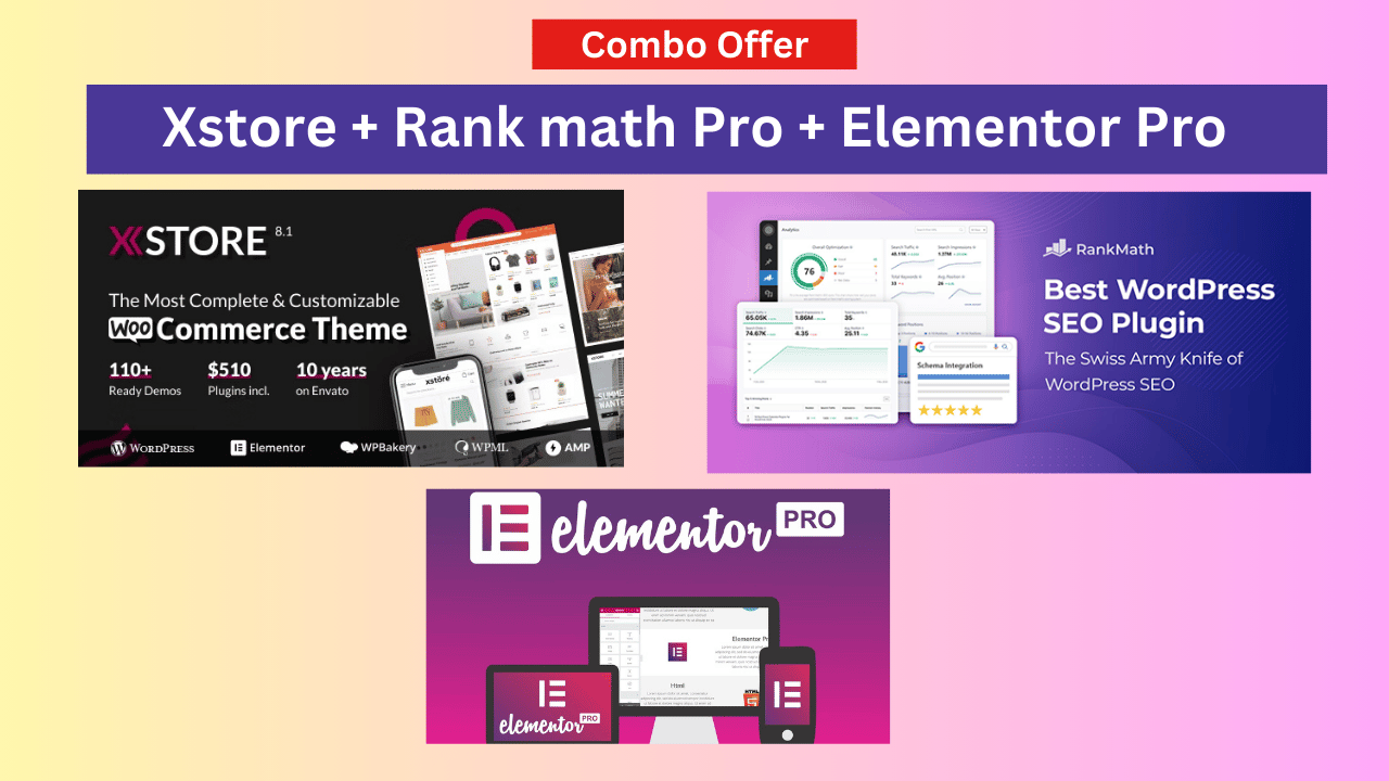 Combo pack Xstore theme + Rank math pro+elementor pro