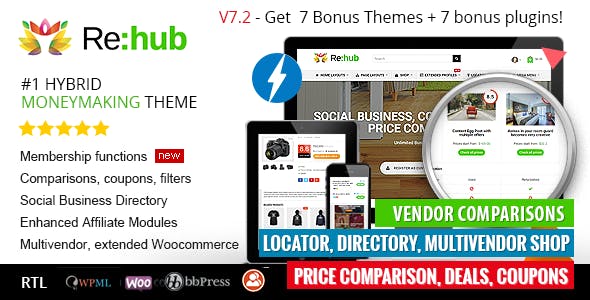 REHub WordPress theme Comparison, Affiliate, Multi Vendor Community latest