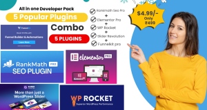 Super Combo of 5 Plugins Rankmath pro+ wp rocket +elementor pro+funnel kit pro +slider revolution